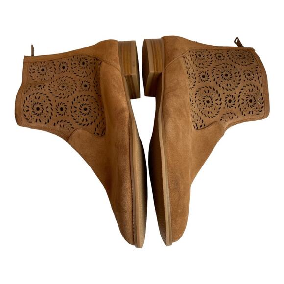 Jack Rogers Tan Suede Laser Cut Ankle Booties 8 - Picture 3 of 10